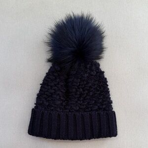 Free People Knit Fleece Pompom Beanie